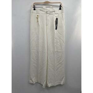 Like An Angel Pants Women Large Ivory Stretch High-Waisted Wide-Leg Trousers NWT